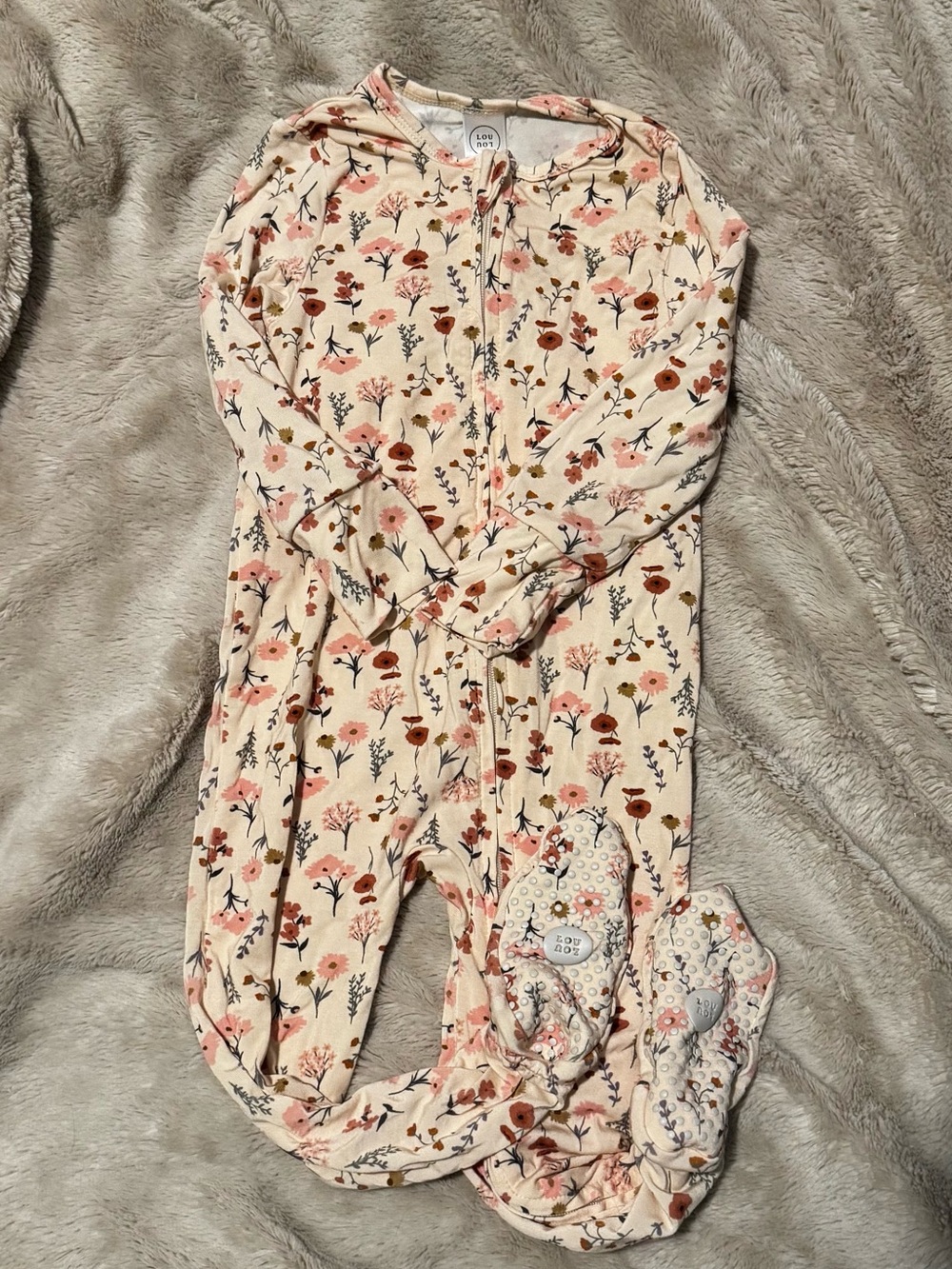 Lou Lou & Company Cream Floral Footed Pajamas